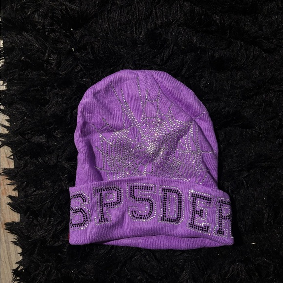 Spider Purple Beanie with rhinestones